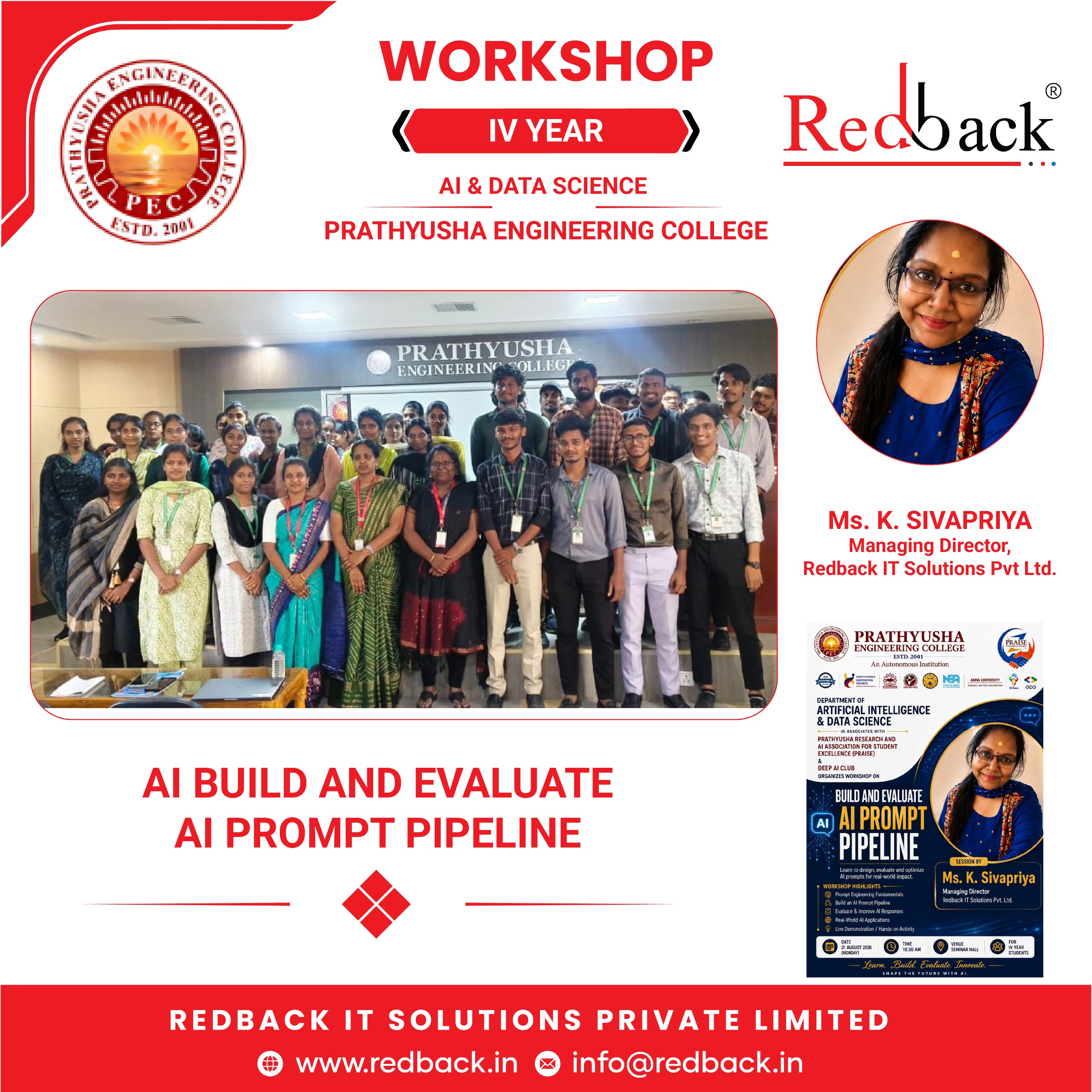  AI Build & Evaluate: AI Prompt Pipeline Workshop  Prathyusha Engineering College 
